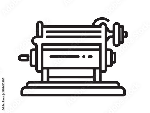 Industrial Rolling Machine Icon in Modern Clear Minimal Vector Illustration Style