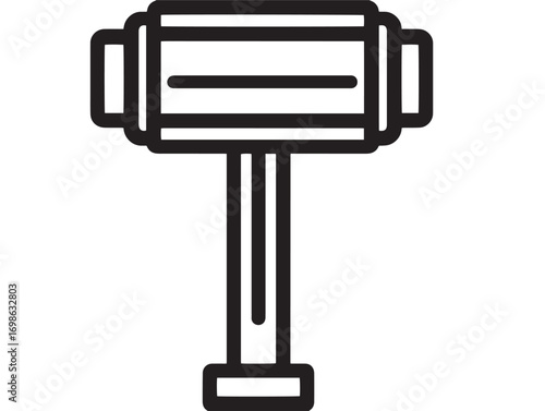 Durable Rubber Mallet Icon in Clean Minimal Professional Line Vector Artwork