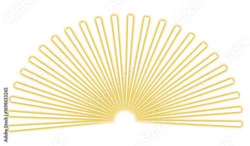 Abstract golden sun rays on black background