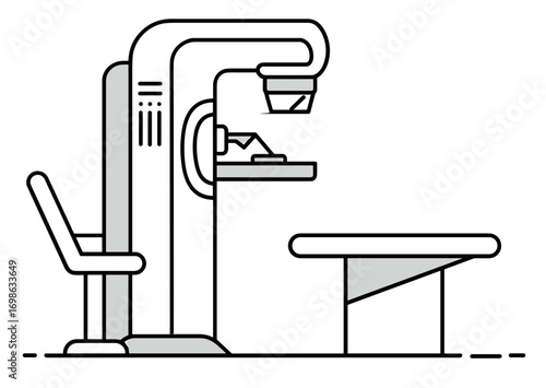 Mammogram machine line illustration on white background