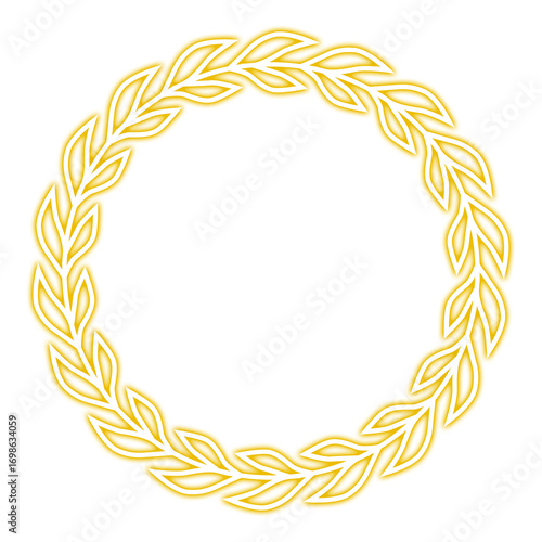 Golden laurel wreath design on black background