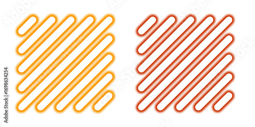Two colorful square patterns isolated on transparent background, one orange and one red