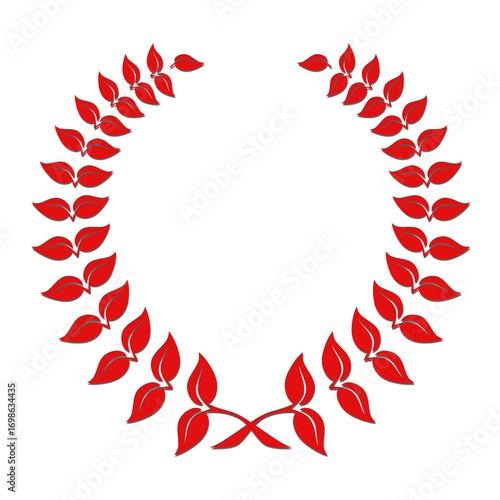 Red leaf wreath on black background graphic element