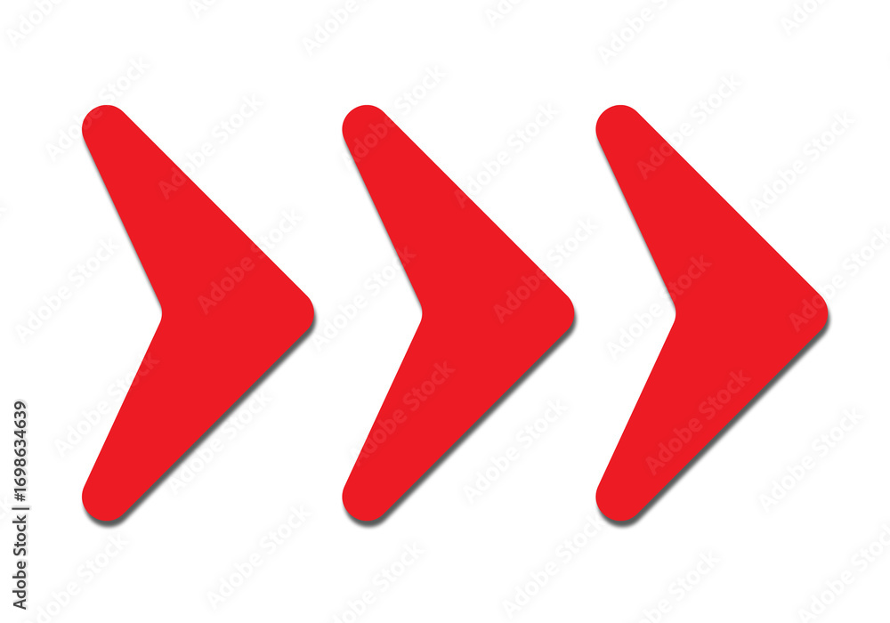 Obraz premium Three red arrows pointing to the right direction