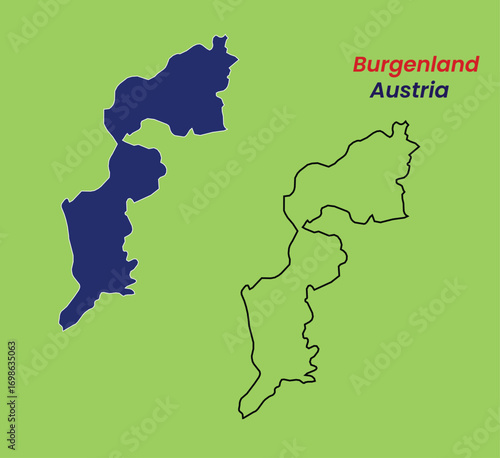 Map of Austria, Map of Austria states Vector Illustration, Burgenland, Carinthia, Lower Austria, Upper Austria, Salzburg, Styria, Tyrol (Tirol), Vorarlberg, Vienna.
