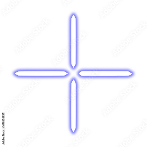 A glowing blue crosshair isolated on transparent background for precise targeting