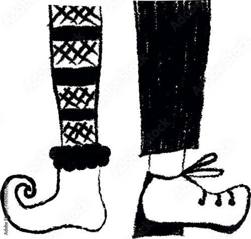 Whimsical elf legs illustration festive holiday character christmas celebration spirit vector handmade