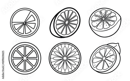 Vector art of set of lemon slices