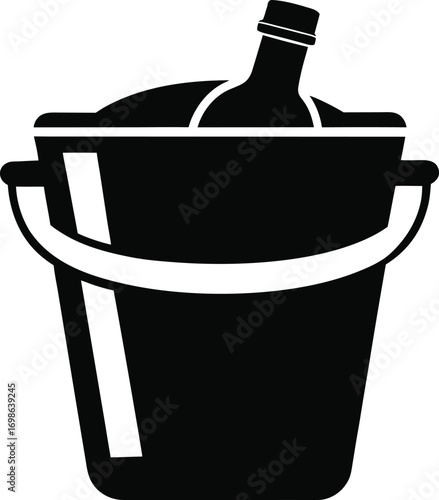 Elegant Presentation A Wine Bottle in an Ice Bucket Symbolizing Celebration and Sophistication a Classic Image for Beverage Promotions