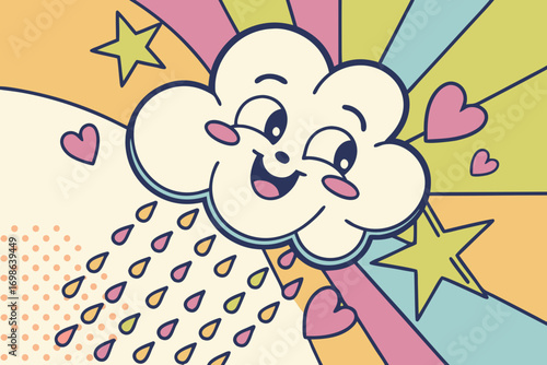 Boom pop art cloud bubble with smile, wow, pow, cool, ok, oops, wtf funny speech bubbles, colorful retro comic style
