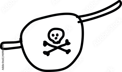 Hand drawn pirate eye patch skull crossbones symbol icon simple doodle style vector handmade