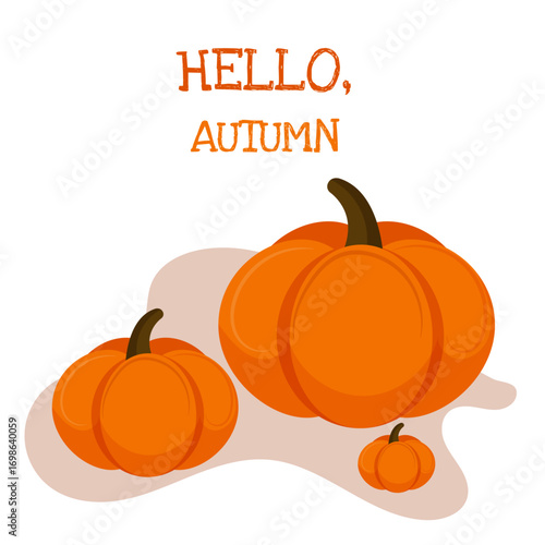 Vector illustration of pumpkin. Hello autumn. Halloween