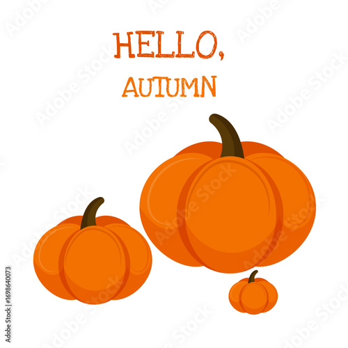 Vector illustration of pumpkin. Hello autumn. Halloween