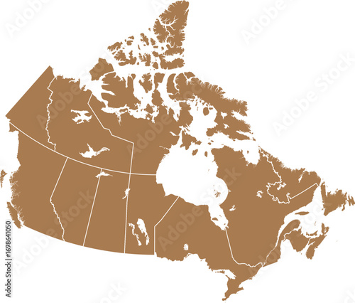 Canada Brown Map Vector – Editable Country Silhouette Outline