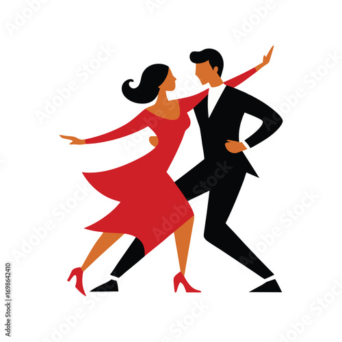 Latin dance couple illustration with salsa movement lively passionate cultural artwork Vector illustration