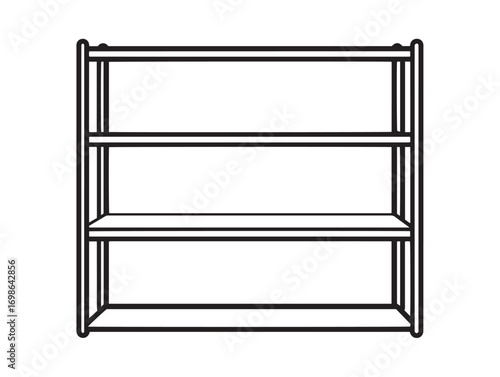 Elegant Steel Shelving Icon in Sleek Professional Minimal Vector Artwork