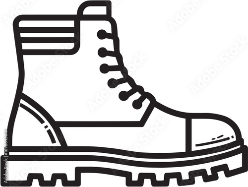 Professional Steel Toe Boots Icon in Clean Stylish Minimal Vector Illustration