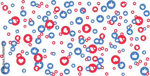 Social Media Likes and Hearts Celebration A Seamless Pattern of Thumbs Up and Love Icons Engagement Connection Approval

