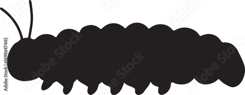 Caterpillar silhouette vector design for insect, bug, garden, nature, wildlife, larvae, and decor art.