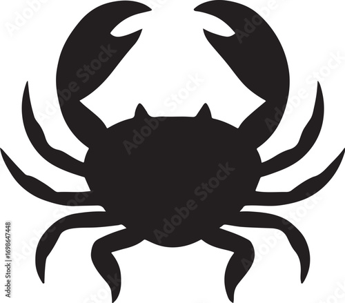 Crab silhouette vector design for seafood, marine life, beach, coastal, ocean, shell, and decor art.
