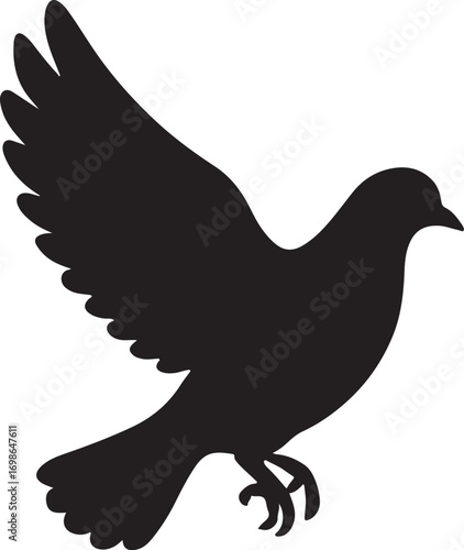 Dove silhouette vector design for peace, bird, wildlife, flying, nature, romantic, and decor art.