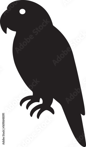 Parrot silhouette vector design for wildlife, tropical, exotic, bird illustration and decor.