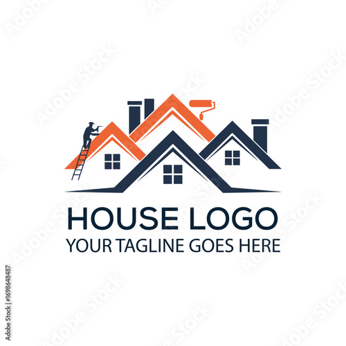 "House Roof Logo – Real Estate, Home Construction, and Renovation Icon Design"