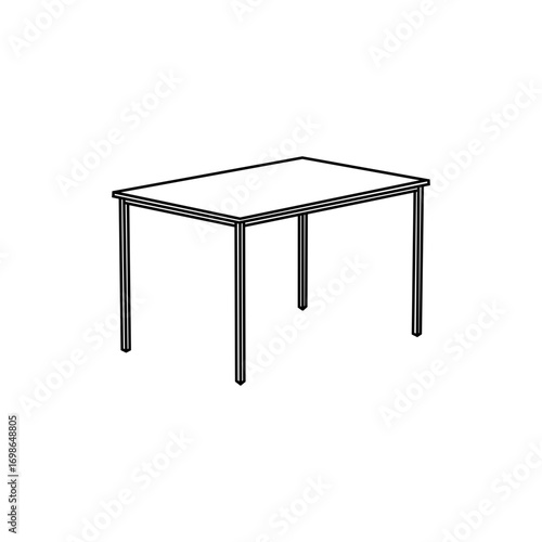 A clean, minimalist line drawing of a rectangular table.