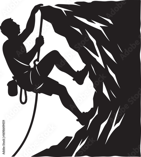 Rock Climbing Silhouette Vector Stock Image
