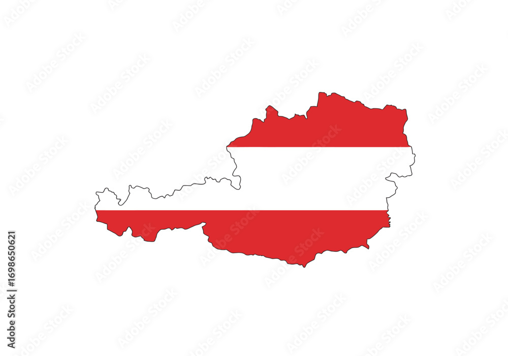 Naklejka premium Austria map colored like the national flag