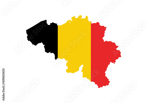 Belgium map colorcoded black yellow and red