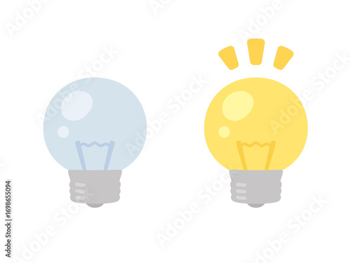 かわいい豆電球のオンとオフのイラスト素材