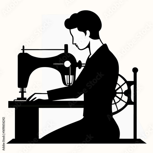 man working on a sewing machine