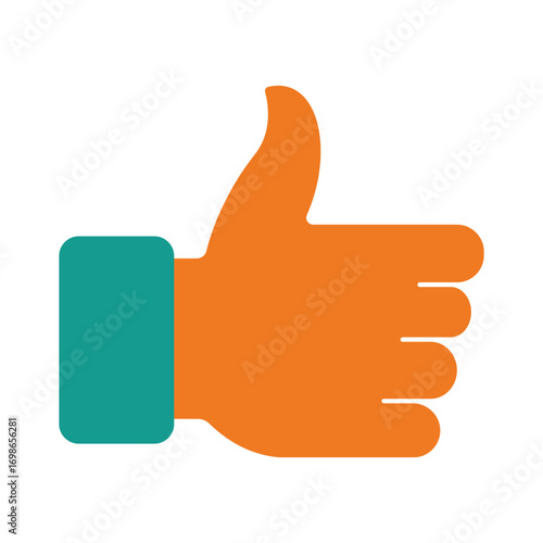 Simple Flat Design 'Like' Button and Success Hand Gesture