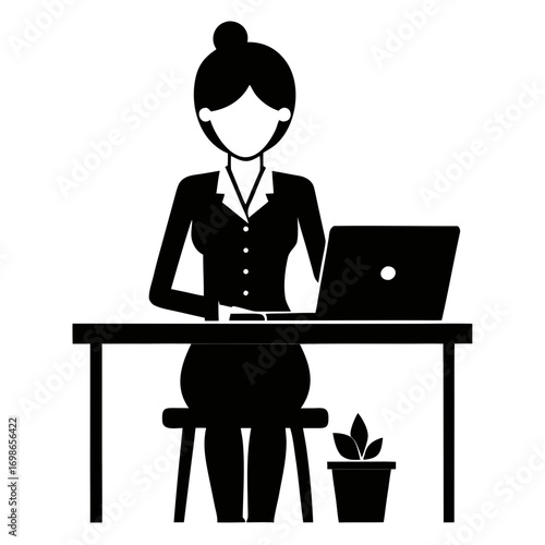 business woman working on laptop