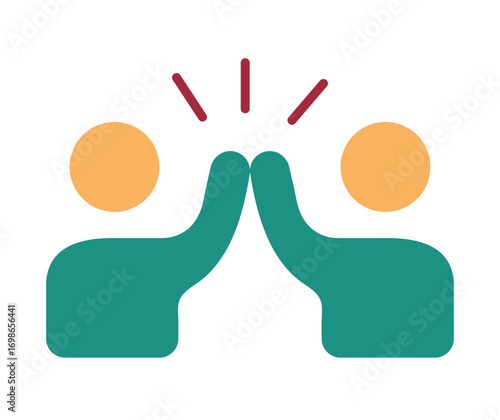 Abstract Icon of Two People Giving a High Five for Collaboration Concepts