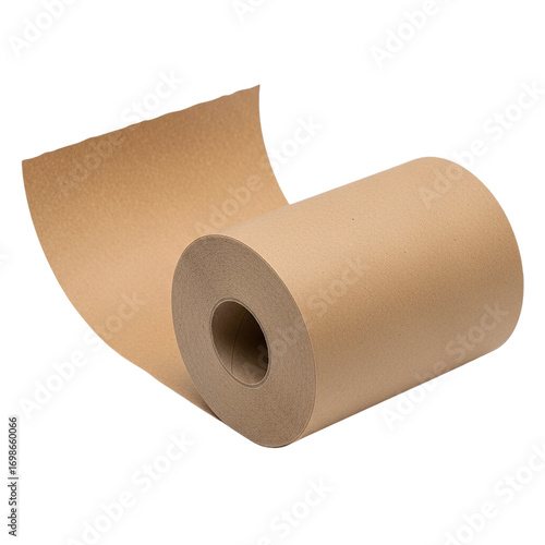 Brown Paper Towel Roll Close up Isolated on Black Background Kitchen Cleaning Sustainable on transparent background