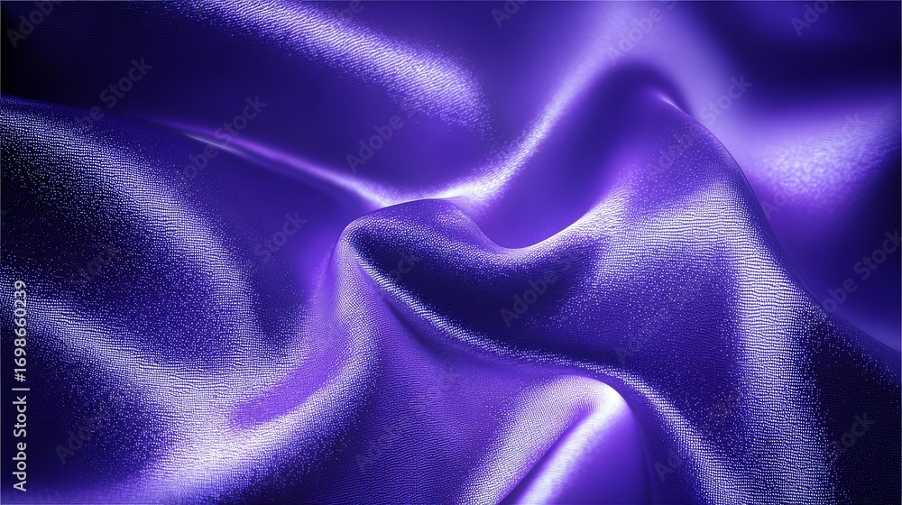 Fototapeta premium Royal purple satin background with glowing highlights, abstract luxurious folds, perfect for high-end branding and luxury advertising