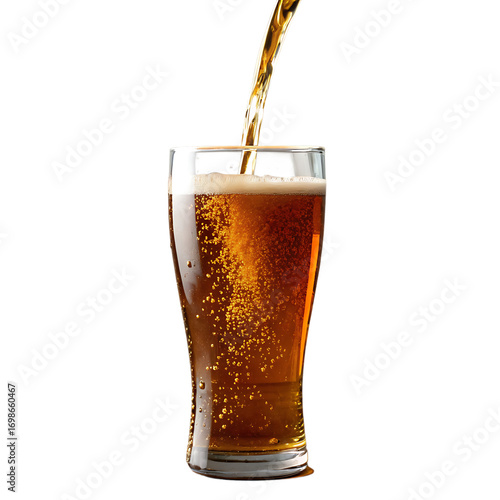 Wallpaper Mural Pouring a golden liquid into a clear glass with bubbles against a stark black background creating contrast Torontodigital.ca