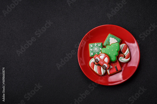 Christmas gingerbread as food background for winter holidays. Sweet christmas gingerbread