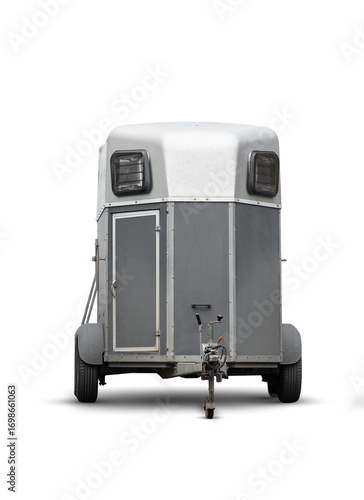 Horse trailer front view isolated