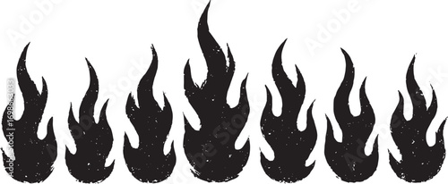 Black Flames Grunge Texture Fire Pattern Border Design Element vector illustration