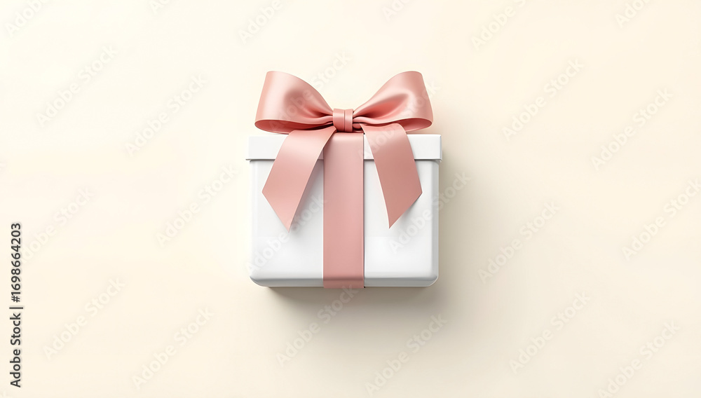 White gift box tied with blue ribbon on clean background White gift box tied with blue ribbon on clean background