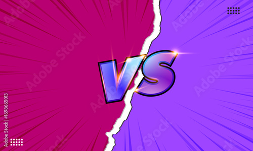 Versus banner with red and blue background. Cricket template for team battle match. Versus screen. Comic style wallpaper, comic frame.