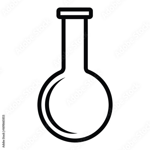 Vector art of simple line art illustration of a round bottom laboratory flask