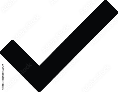 Bold black check mark symbol on a white background tick correct