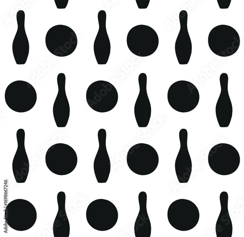 Vector seamless pattern of hand drawn sketch doodle outline bowling isolated on white background