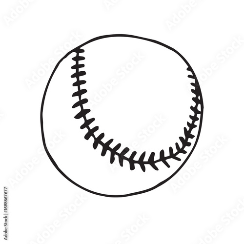 Vector hand drawn sketch doodle outline baseball ball isolated on white background