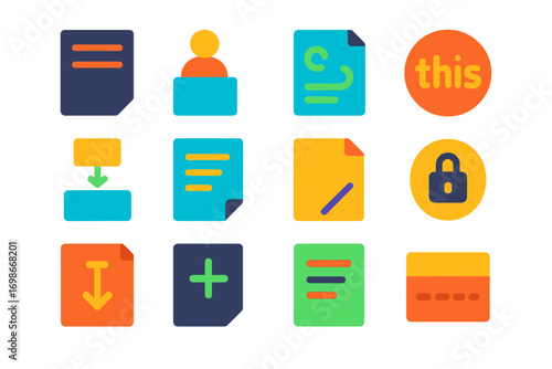 PHP OOP Vector Icons. Flat vector icons of PHP Object-Oriented Programming: class keyword, object instance, constructor method,