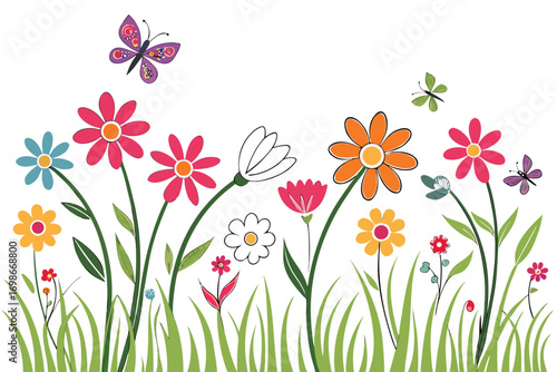 spring flowers with grass